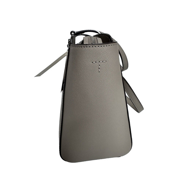 NWT! TORY BURCH EMERSON SMALL TOP ZIP LEATHER TOTE SHOULDER BAG GRAY HERON - Picture 3 of 11